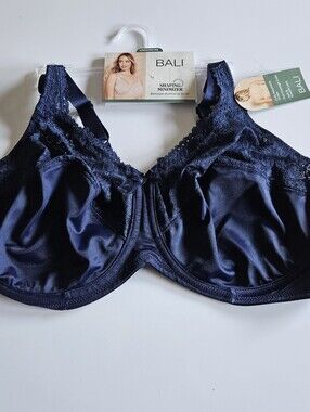 Bali Navy Blue Shaping Minimizer Underwire Support Bra 0428 Size 42D